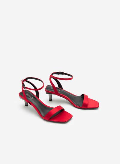 Giày Ankle Strap Gót Trụ Metallic - SDN 0680 - Màu Đỏ - VASCARA