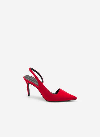 Giày Slingback Cut-Out Mũi Nhọn Quyến Rũ - BMN 0450 - Màu Đỏ