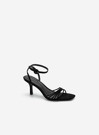 Giày Ankle Strap Quai Mảnh Đan Nơ - SDN 0679 - Màu Đen