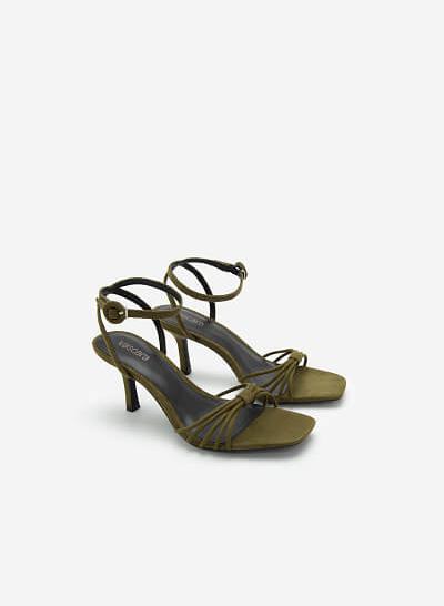 Giày Ankle Strap Quai Mảnh Đan Nơ - SDN 0679 - Xanh Olive - VASCARA