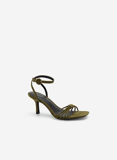 Giày Ankle Strap Quai Mảnh Đan Nơ - SDN 0679 - Xanh Olive