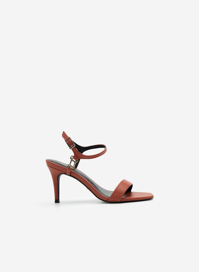 Giày Ankle Strap Mũi Vuông Quai Kim Loại - SDN 0677 - Màu Cam Đậm