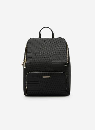 Balo Future Backpack Phối Họa Tiết Vân Nổi - BAC 0125 - Màu Đen