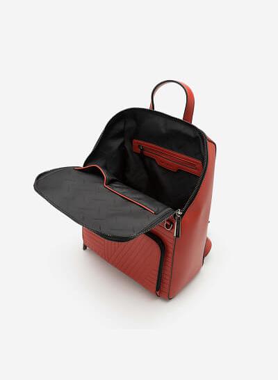 Balo Future Backpack Phối Họa Tiết Vân Nổi - BAC 0125 - Màu Đỏ - VASCARA