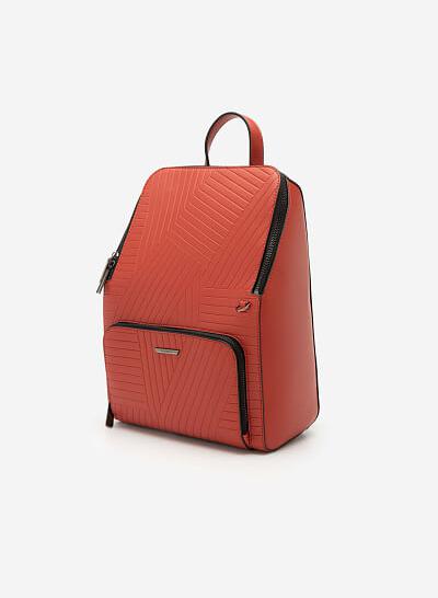 Balo Future Backpack Phối Họa Tiết Vân Nổi - BAC 0125 - Màu Đỏ - VASCARA
