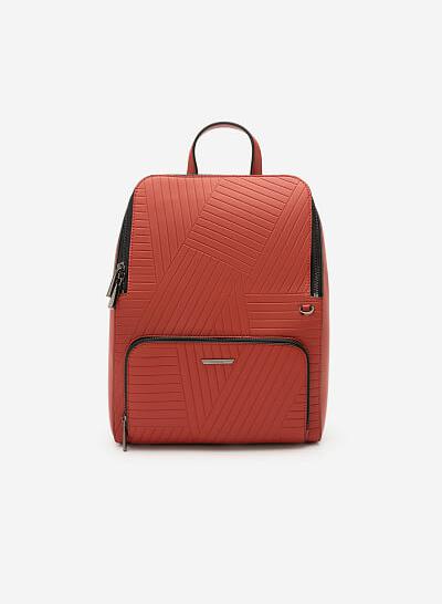 Balo Future Backpack Phối Họa Tiết Vân Nổi - BAC 0125 - Màu Đỏ