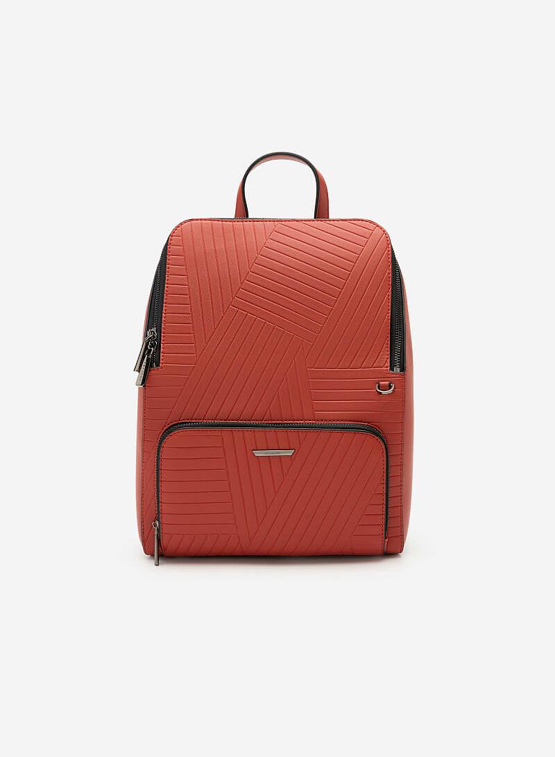 Balo Future Backpack Phối Họa Tiết Vân Nổi - BAC 0125 - Màu Đỏ
