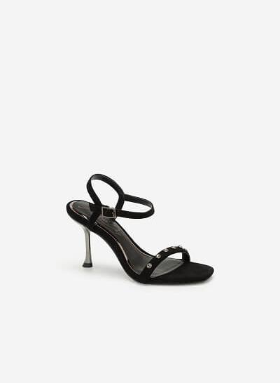 Giày Sandal Cao Gót Satin Another Day - SDN 0664 - Màu Đen