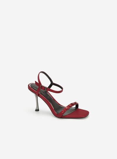 Giày Sandal Cao Gót Satin Another Day - SDN 0664 - Màu Đỏ Đậm