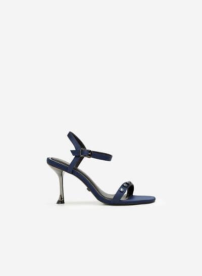 Giày sandal cao gót satin another day - SDN 0664 - Màu xanh navy - VASCARA