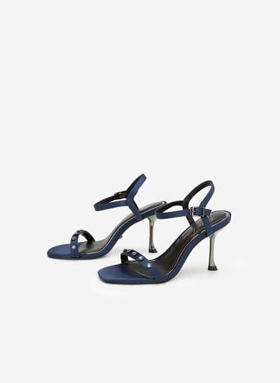 Giày sandal cao gót satin another day - SDN 0664 - Màu xanh navy - VASCARA