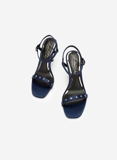 Giày sandal cao gót satin another day - SDN 0664 - Màu xanh navy - VASCARA