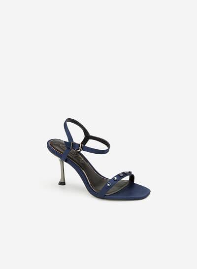 Giày sandal cao gót satin another day - SDN 0664 - Màu xanh navy - VASCARA