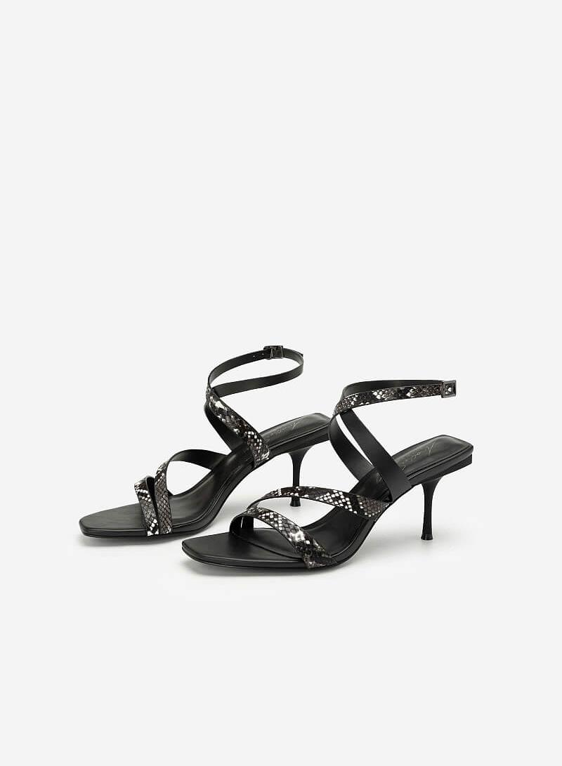 Giày sandal cao gót vân da rắn another day - SDN 0669 - Màu đen - vascara.com