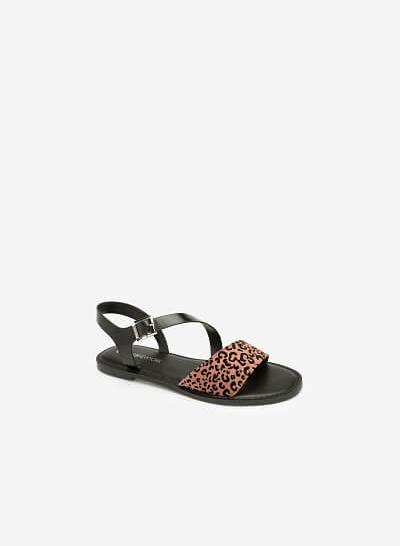 Giày sandal họa tiết da báo - SDK 0305 - Màu hồng - VASCARA