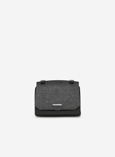 Túi Đeo Chéo Phối Nỉ - SHO 0150 - Màu Đen
