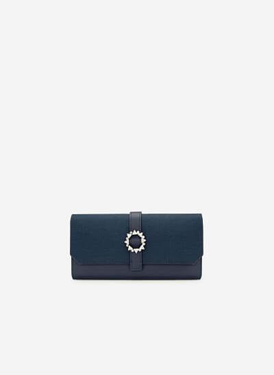 Ví Cầm Tay Đính Đá Trang Trí - WAL 0189 - Màu Xanh Navy
