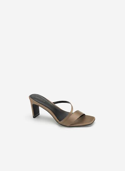 Guốc Cao Gót Satin Quai Chéo - GNN 0150 - Màu Be Đậm