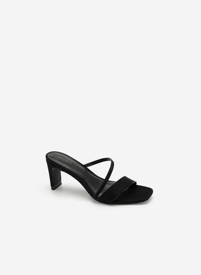 Guốc Cao Gót Satin Quai Chéo - GNN 0150 - Màu Đen