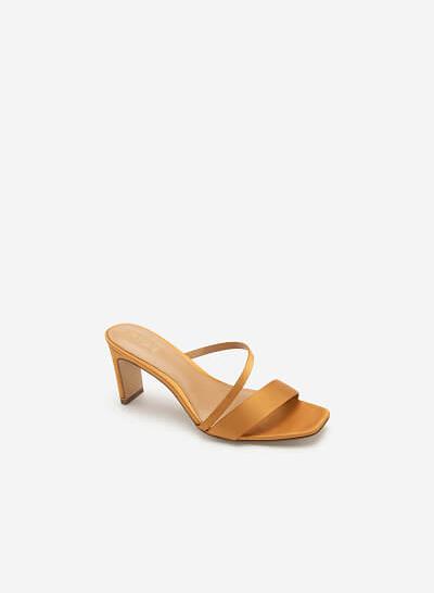 Guốc Cao Gót Satin Quai Chéo - GNN 0150 - Màu Vàng Đậm