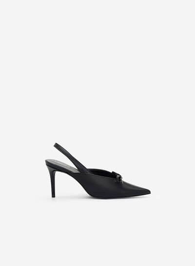 Giày Slingback Mũi Nhọn Đính Nơ Thanh Lịch - BMN 0460 - Màu Đen - VASCARA
