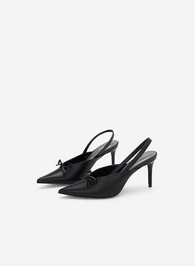 Giày Slingback Mũi Nhọn Đính Nơ Thanh Lịch - BMN 0460 - Màu Đen - VASCARA