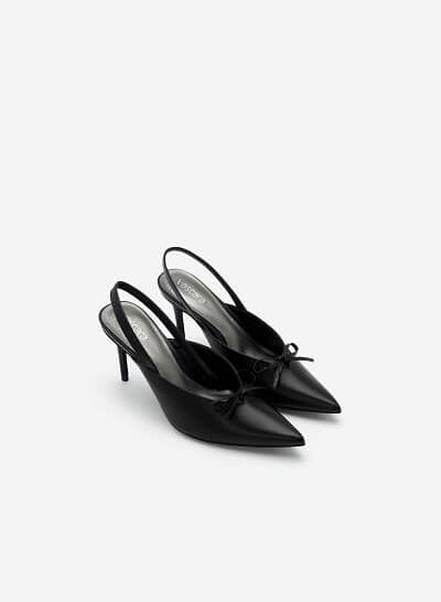 Giày Slingback Mũi Nhọn Đính Nơ Thanh Lịch - BMN 0460 - Màu Đen - VASCARA