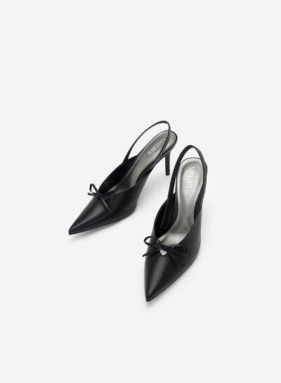 Giày Slingback Mũi Nhọn Đính Nơ Thanh Lịch - BMN 0460 - Màu Đen - VASCARA