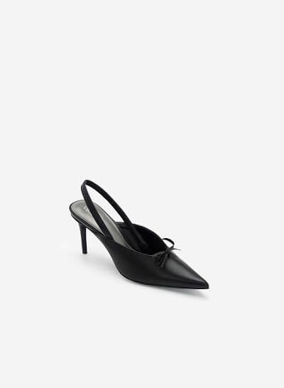 Giày Slingback Mũi Nhọn Đính Nơ Thanh Lịch - BMN 0460 - Màu Đen