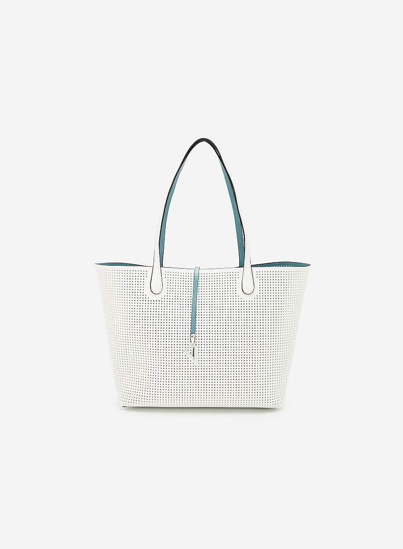Túi Tote Họa Tiết Hình Học Laser Cut - TOT 0069 - Màu Trắng