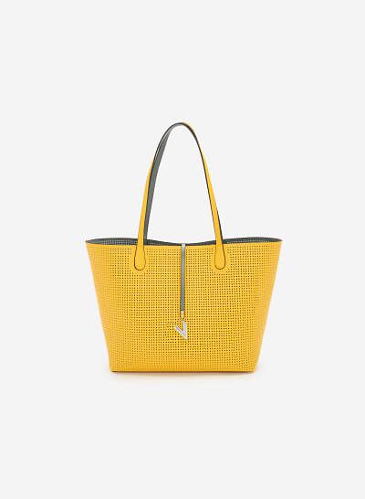 Túi Tote Họa Tiết Hình Học Laser Cut - TOT 0069 - Màu Vàng