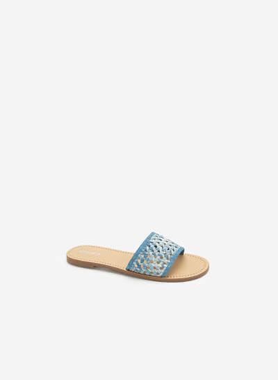 Dép Quai Denim Đan Hình Lục Giác - DXP 0156 - Màu Xanh Da Trời