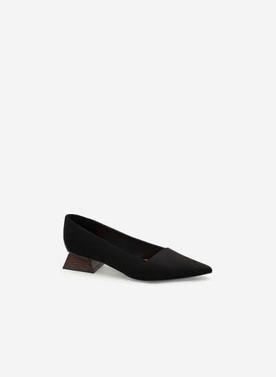 Giày Bít Mũi Nhọn Nubuck Gót Trụ Tứ Giác - BMN 0441 - Màu Đen