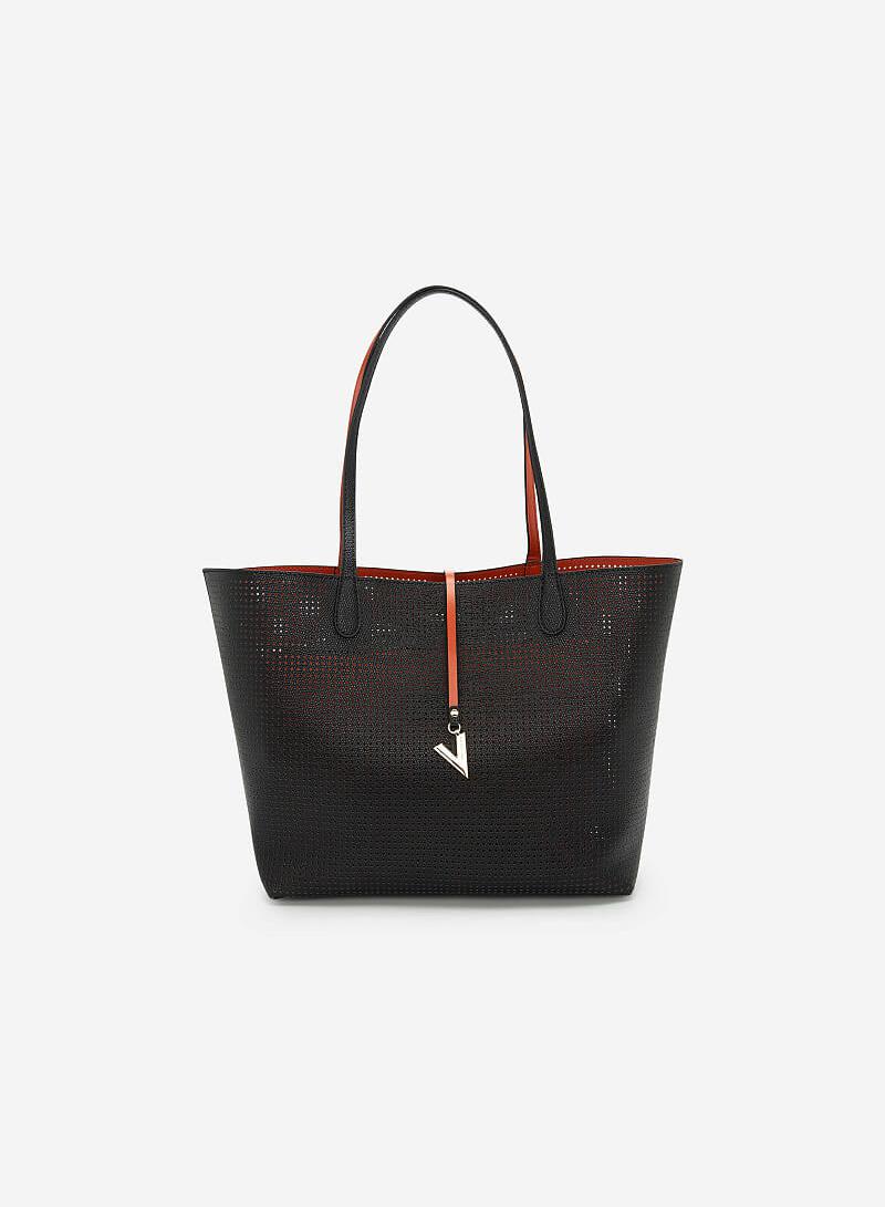 Túi Tote Họa Tiết Hình Học Laser Cut - TOT 0069 - Màu Đen