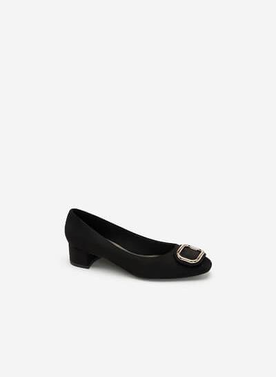 Giày Da Nubuck Đính Khóa Kim Loại - BMN 0436 - Màu Đen