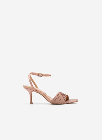 Giày Ankle Strap Quai Ngang Xếp Ly - SDN 0691 - Màu Hồng Đậm