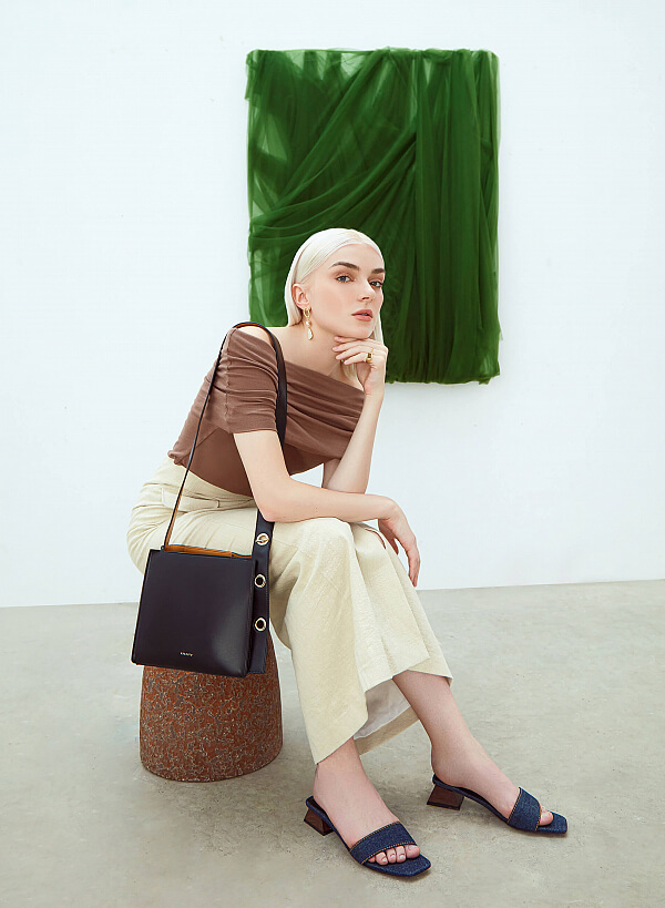 Túi Đeo Chéo Khóa Cài Tròn Urban Style - SHO 0168 - Màu Đen