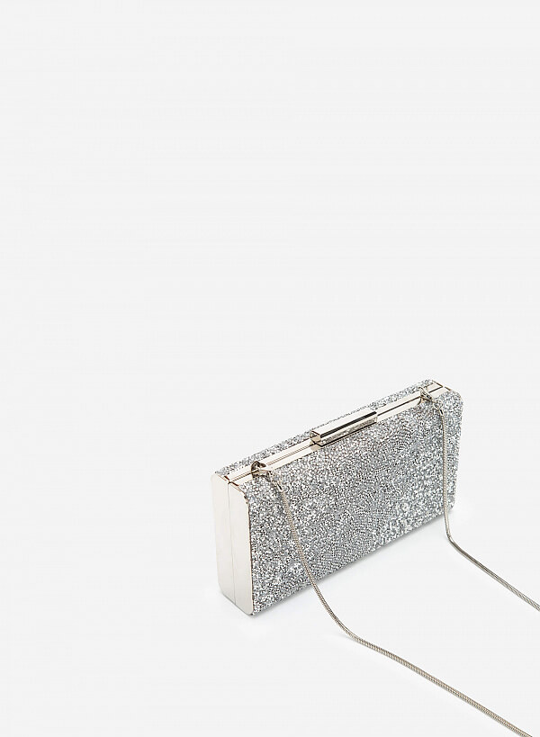 Ví dự tiệc phối sequin - CLU 0074 - Màu bạc - VASCARA
