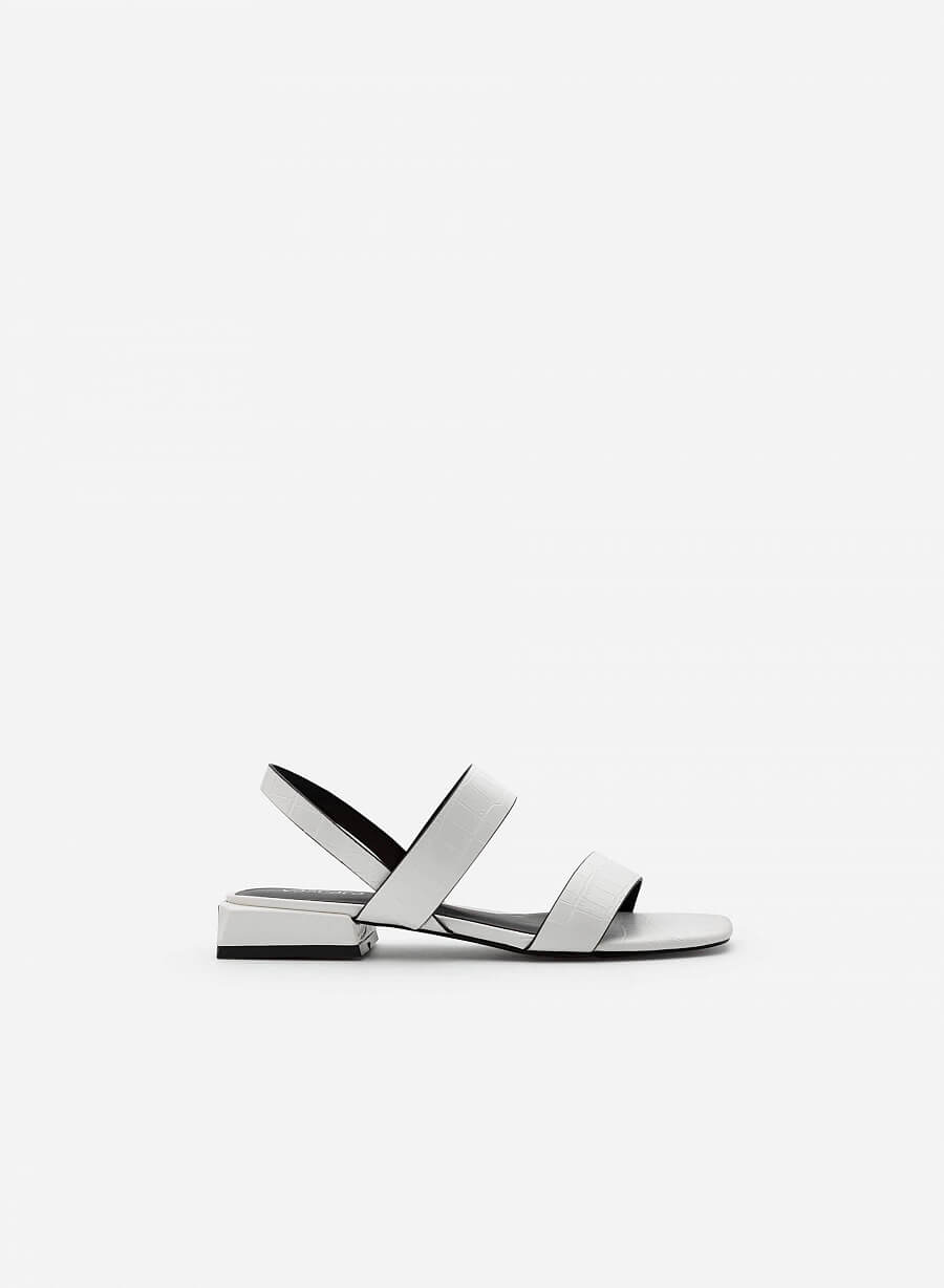 Giày Sandal Quai Ngang Vân Cá Sấu - SDK 0315 - Màu Trắng