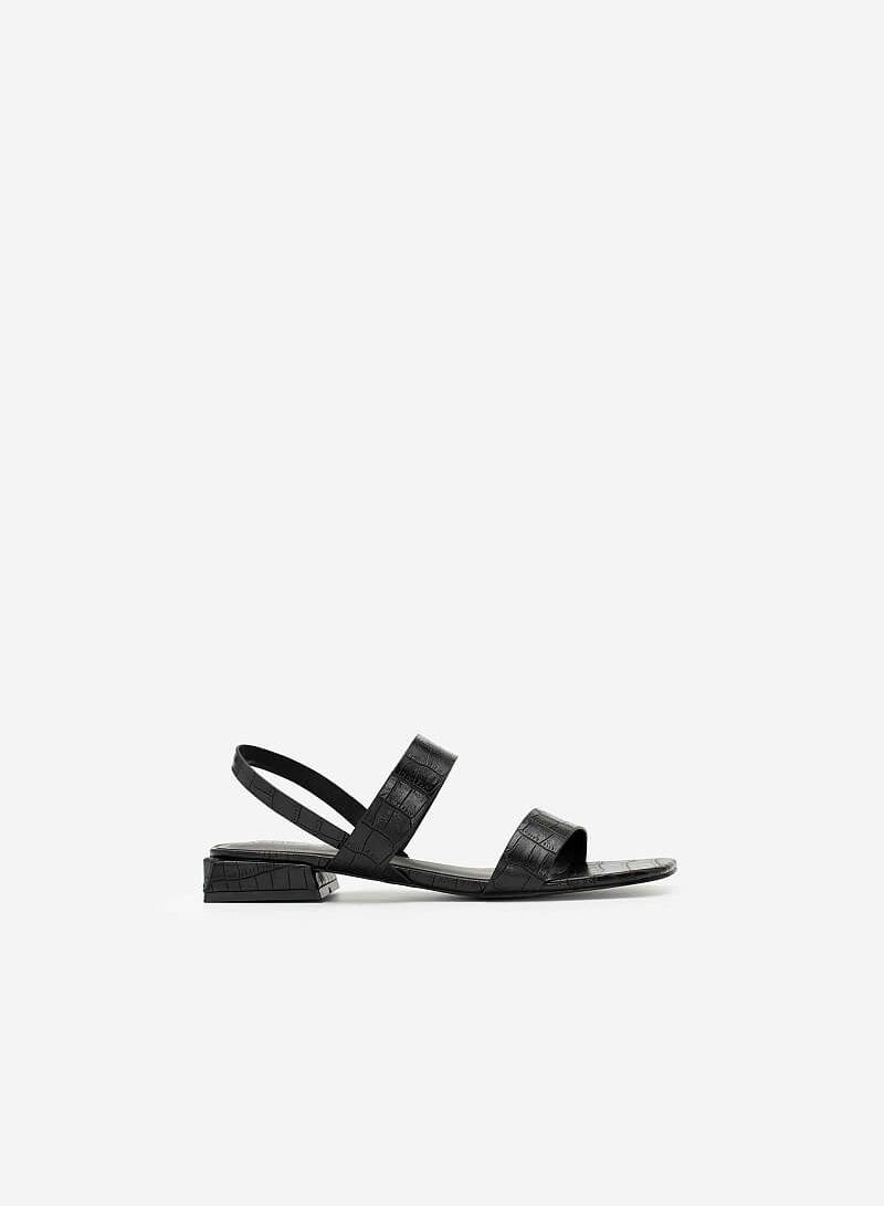 Giày Sandal Quai Ngang Vân Cá Sấu - SDK 0315 - Màu Đen - VASCARA