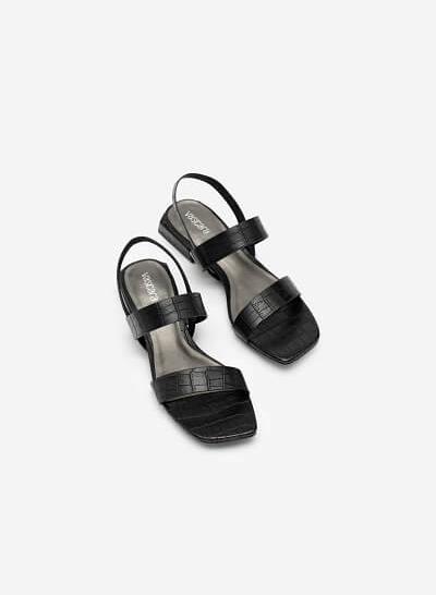Giày Sandal Quai Ngang Vân Cá Sấu - SDK 0315 - Màu Đen - VASCARA