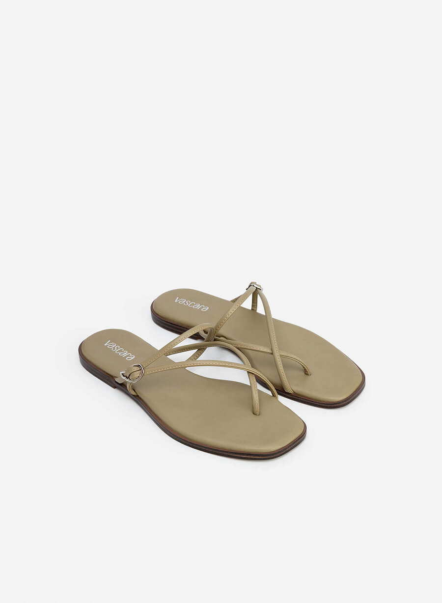 Dép Quai Mảnh Phối Khóa Wing Charm - DXP 0168 - Màu Xanh Olive - vascara.com