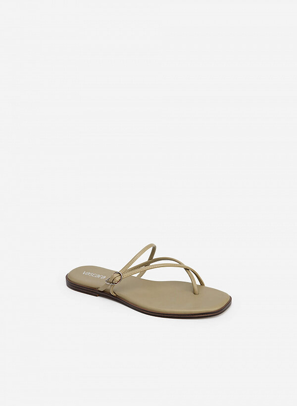 Dép Quai Mảnh Phối Khóa Wing Charm - DXP 0168 - Màu Xanh Olive