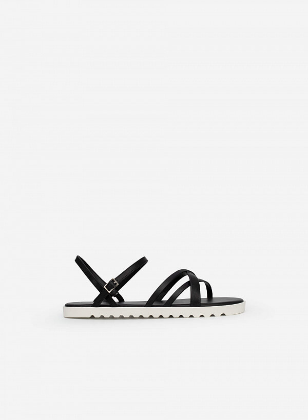Giày Sandal Quai Đan Phối Vân Da Kỳ Đà - SDK 0318 - Màu Đen - VASCARA