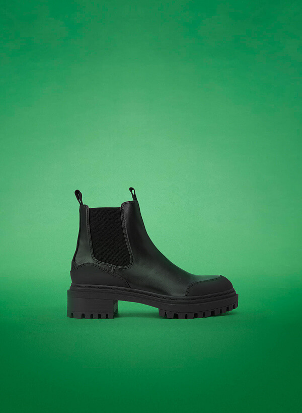 Chelsea Boots Viền Chỉ Nổi Lug-Sole - BOT 0908 - Màu Đen