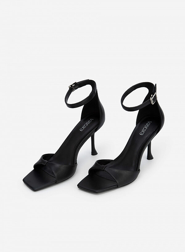 Giày ankle strap quai nơ spool heels - SDN 0699 - Màu đen - VASCARA