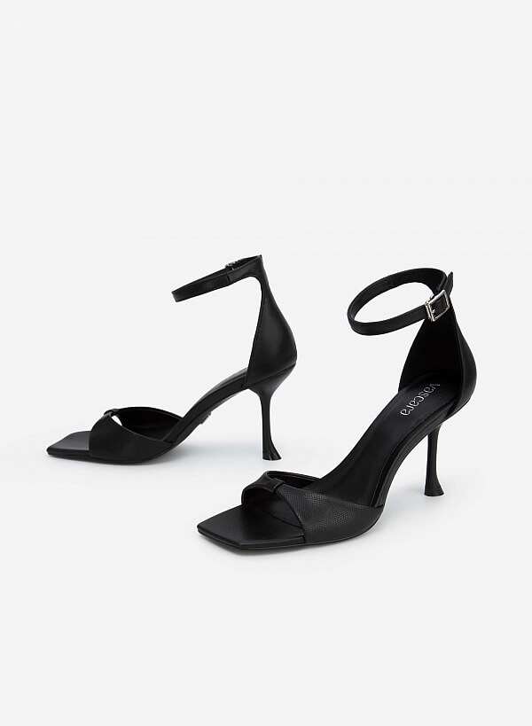 Giày ankle strap quai nơ spool heels - SDN 0699 - Màu đen - VASCARA