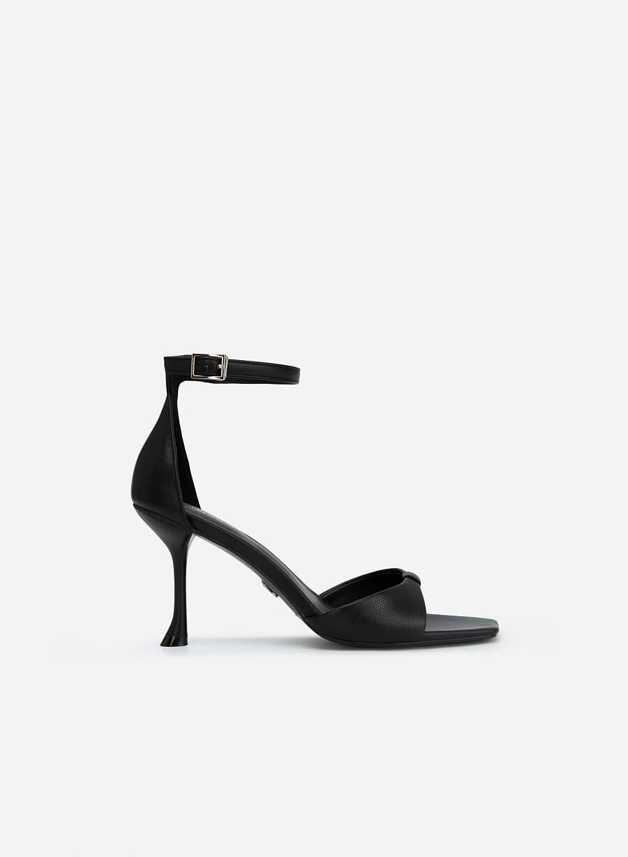 Giày ankle strap quai nơ spool heels - SDN 0699 - Màu đen - vascara.com
