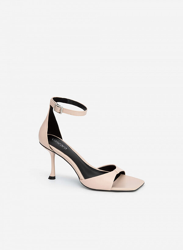 Giày ankle strap quai nơ spool heels - SDN 0699 - Màu hồng nhạt - VASCARA