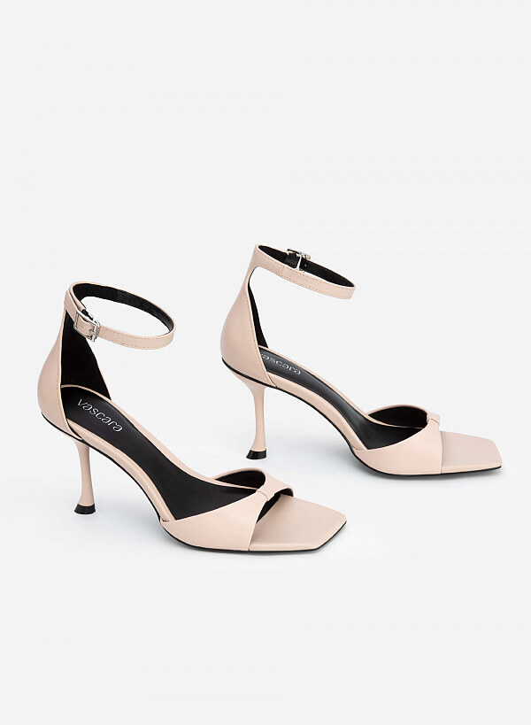 Giày ankle strap quai nơ spool heels - SDN 0699 - Màu hồng nhạt - VASCARA